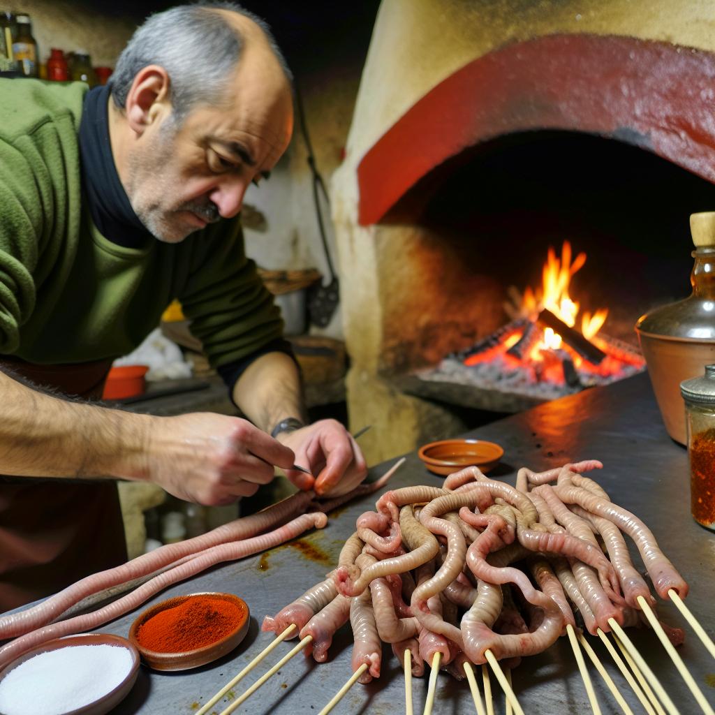 How to prepare zarajo (lamb intestines).